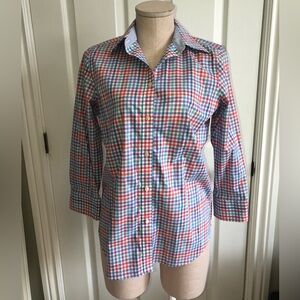 Ladies Chaps Multicolor Checkered Shirt 3/4 sleeve